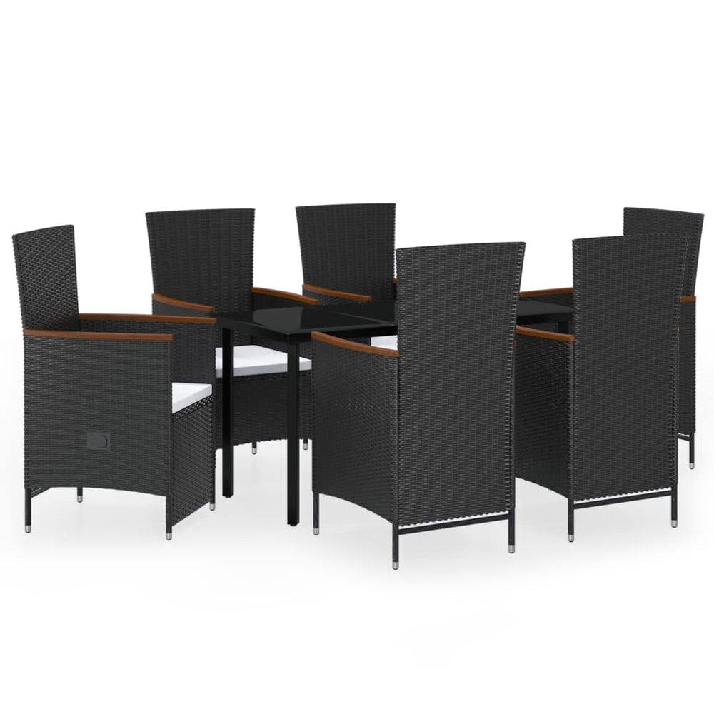 vidaXL Salle à manger de jardin 7 pcs. avec coussins Noir