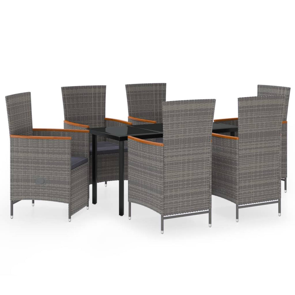 vidaXL Salon de jardin à manger 7 pcs avec coussins Gris