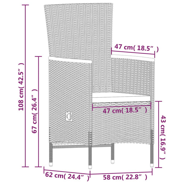 7-tlg. Garten-Essgruppe mit Auflagen Grau