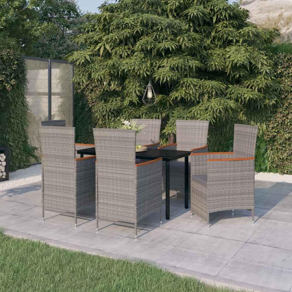 vidaXL Salon de jardin à manger 7 pcs avec coussins Gris