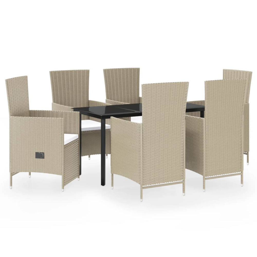 vidaXL Ensemble de salle à manger de jardin 7 pcs avec coussins Beige