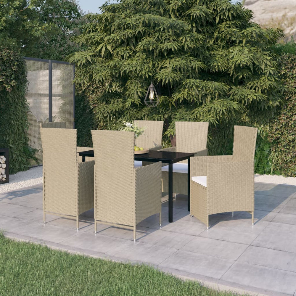 vidaXL Ensemble de salle à manger de jardin 7 pcs avec coussins Beige