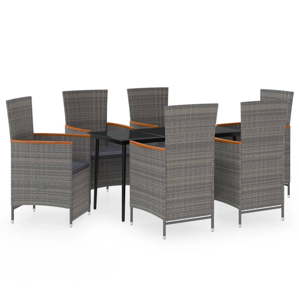 vidaXL Salon de jardin à manger 7 pcs avec coussins Gris