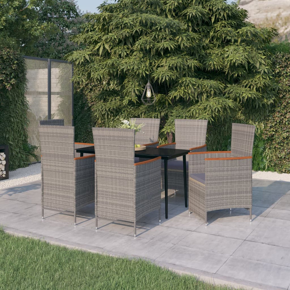 vidaXL Salon de jardin à manger 7 pcs avec coussins Gris