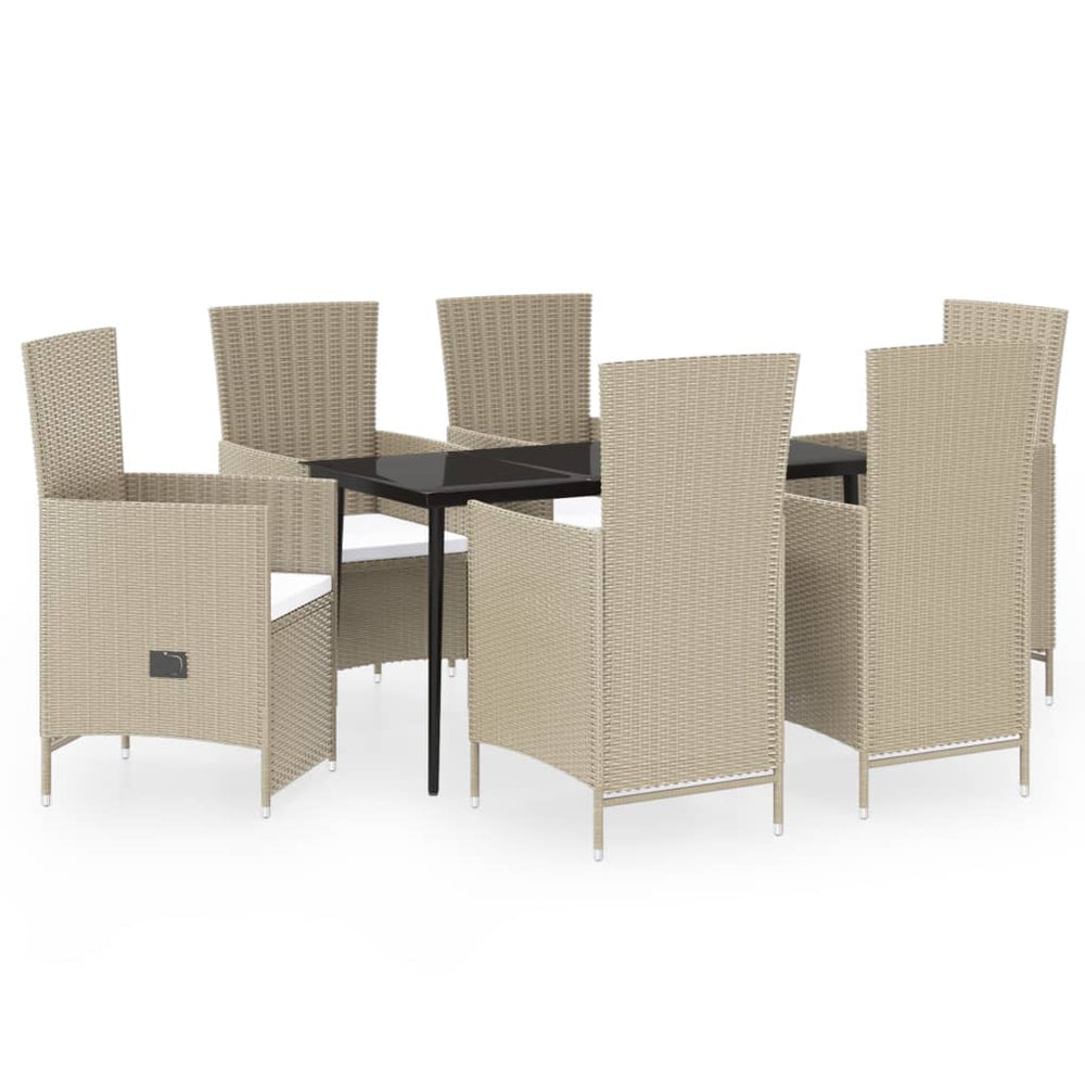 vidaXL Ensemble de salle à manger de jardin 7 pcs avec coussins Beige