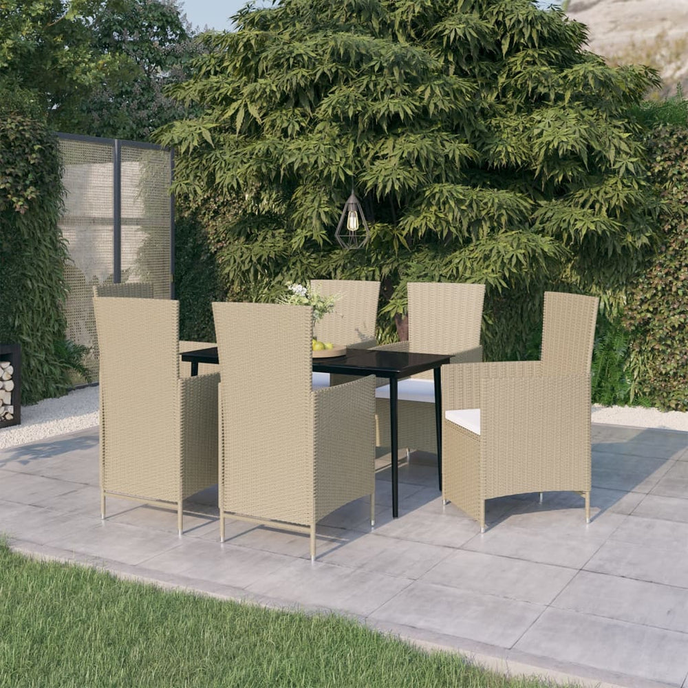 vidaXL Ensemble de salle à manger de jardin 7 pcs avec coussins Beige