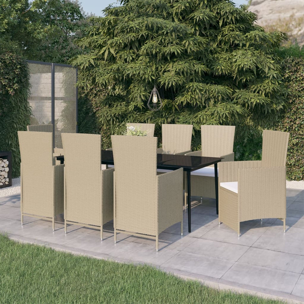 vidaXL Salon de jardin 9 pcs avec coussins Beige