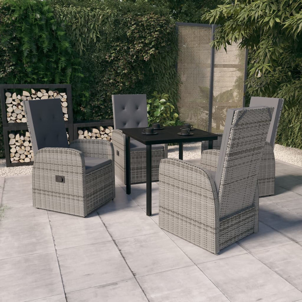 vidaXL Ensemble de salle à manger de jardin 5 pcs avec coussins Gris
