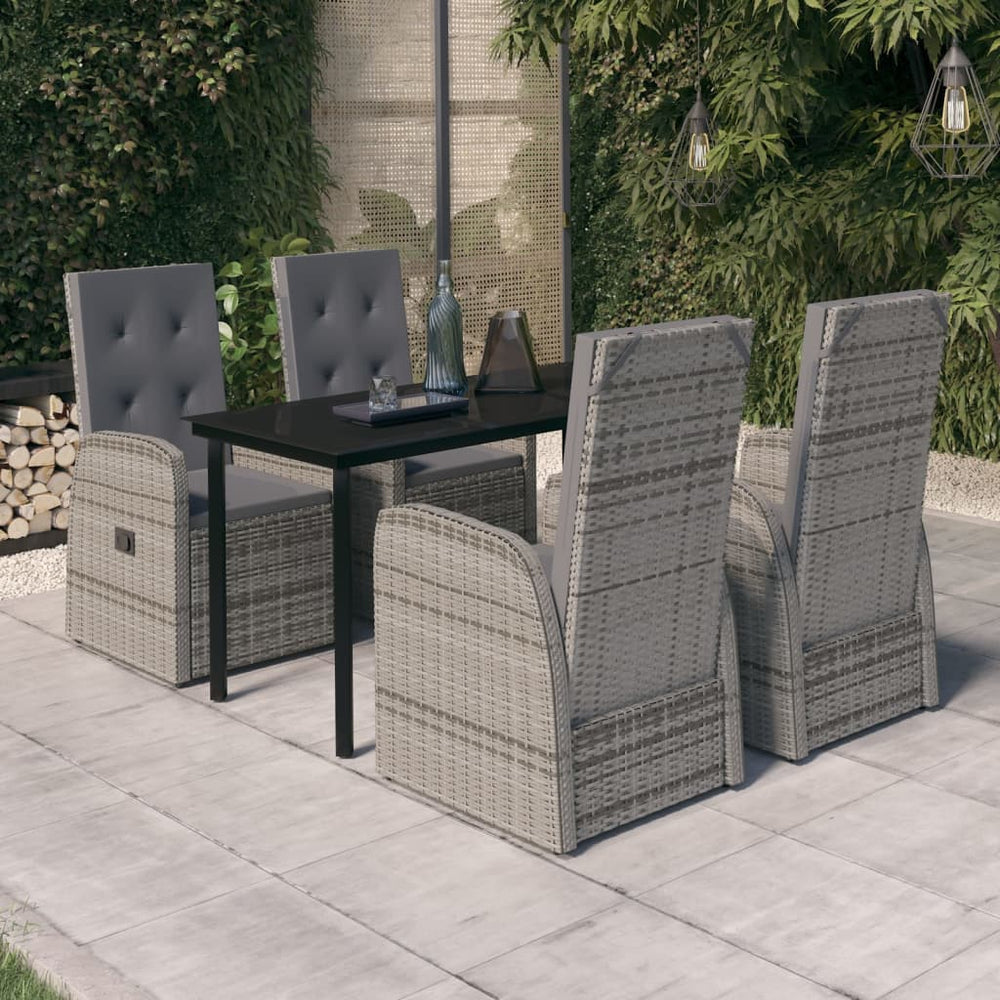 vidaXL Ensemble de salle à manger de jardin 5 pcs avec coussins Gris