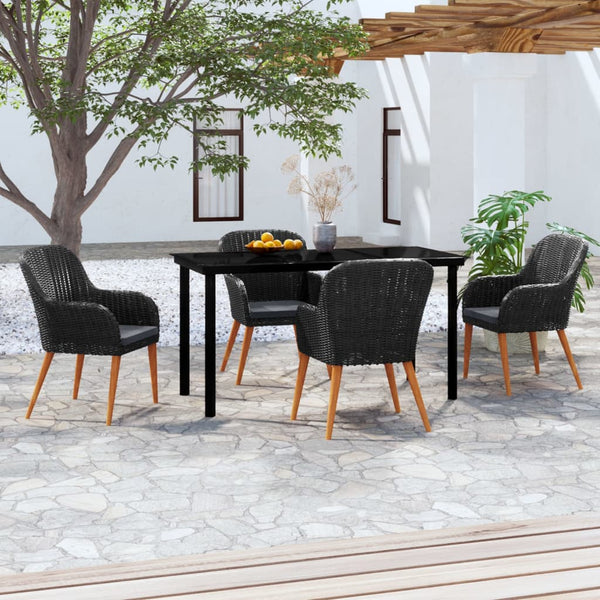 5-tlg. Garten-Essgruppe mit Kissen Schwarz