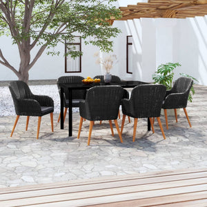 7-tlg. Garten-Essgruppe mit Kissen Schwarz
