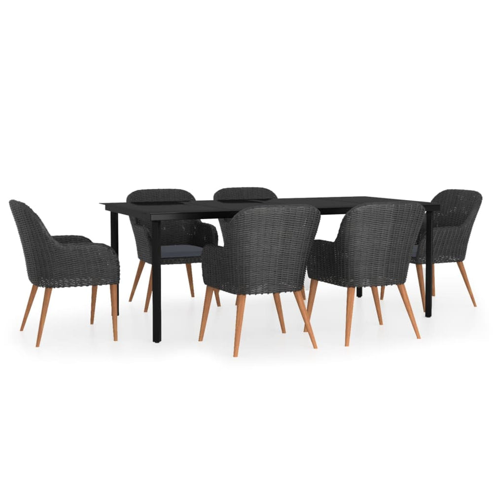 vidaXL Salle à manger de jardin 7 pcs. avec coussins Noir