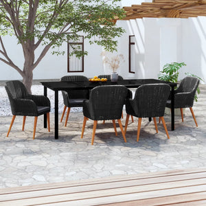 7-tlg. Garten-Essgruppe mit Kissen Schwarz