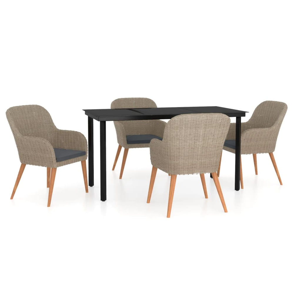 vidaXL Ensemble de salle à manger de jardin 5 pièces avec coussins Marron
