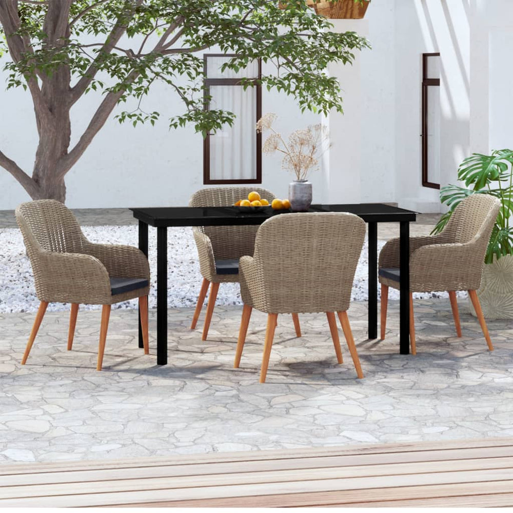 vidaXL Ensemble de salle à manger de jardin 5 pièces avec coussins Marron