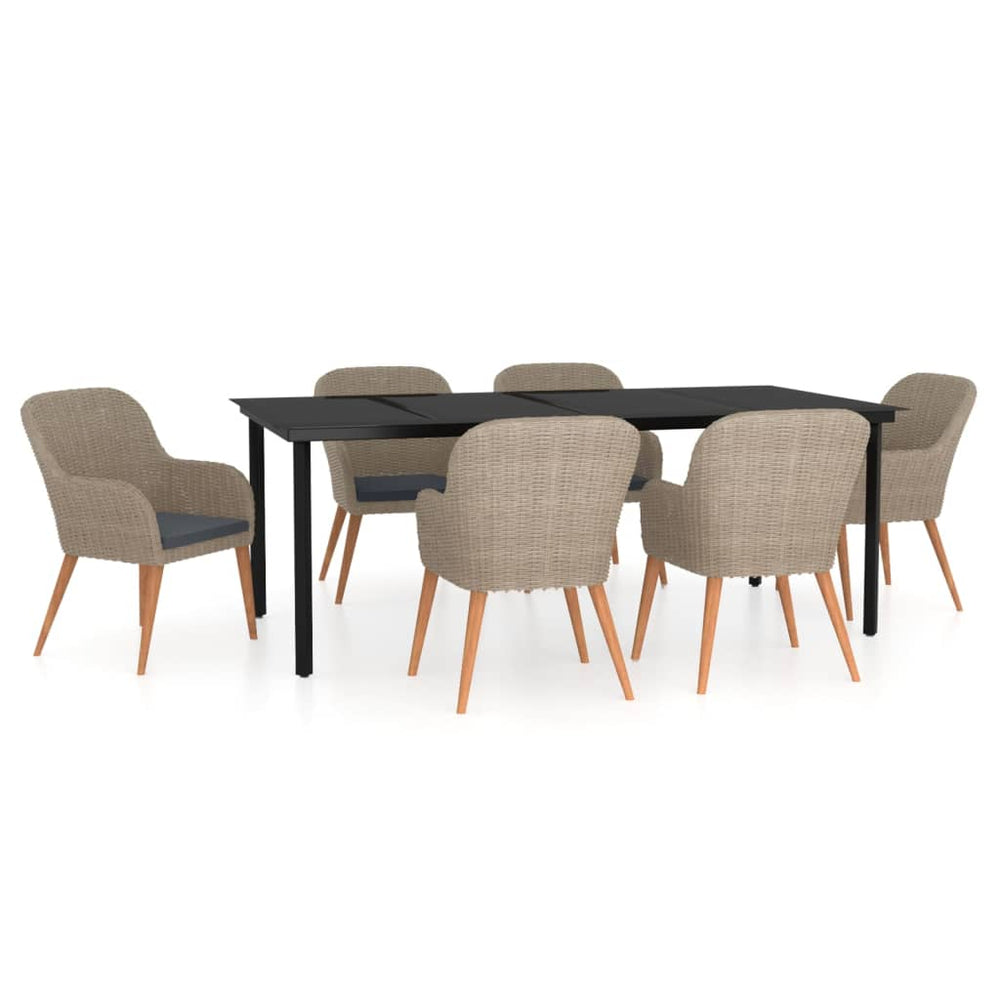 vidaXL Ensemble de salle à manger de jardin 7 pcs avec coussins Marron