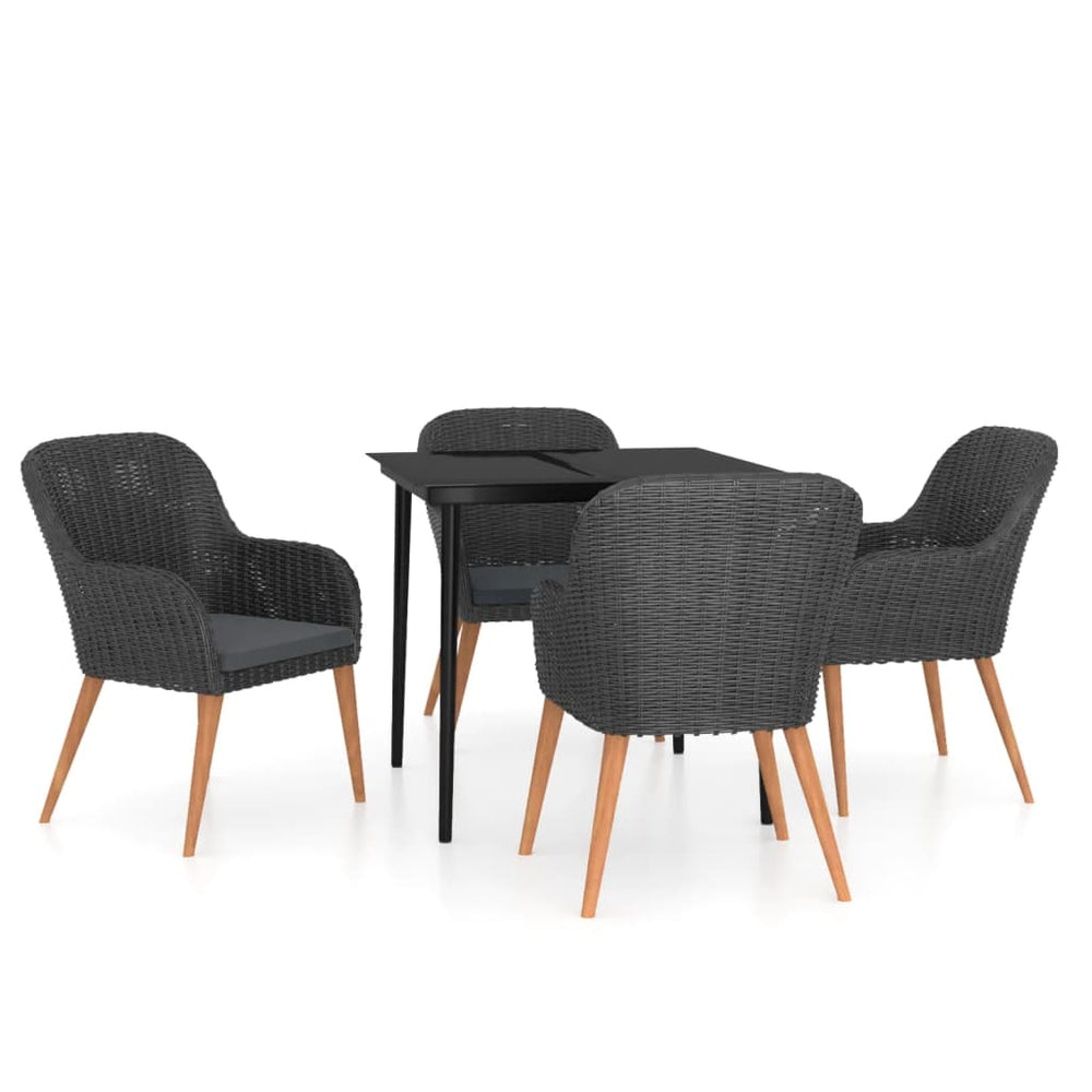vidaXL Salon de jardin 5 pcs avec coussins Noir