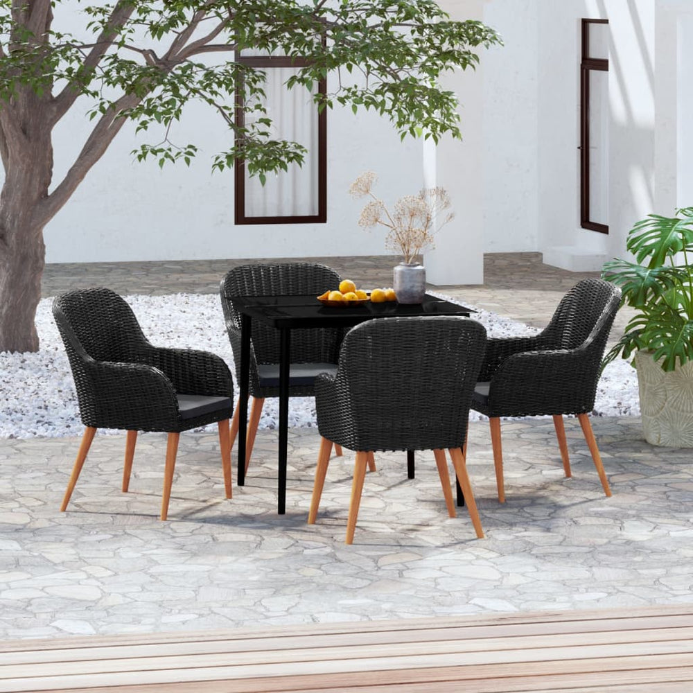 vidaXL Salon de jardin 5 pcs avec coussins Noir