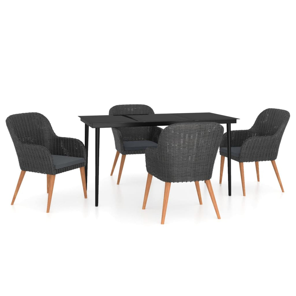vidaXL Salon de jardin 5 pcs avec coussins Noir