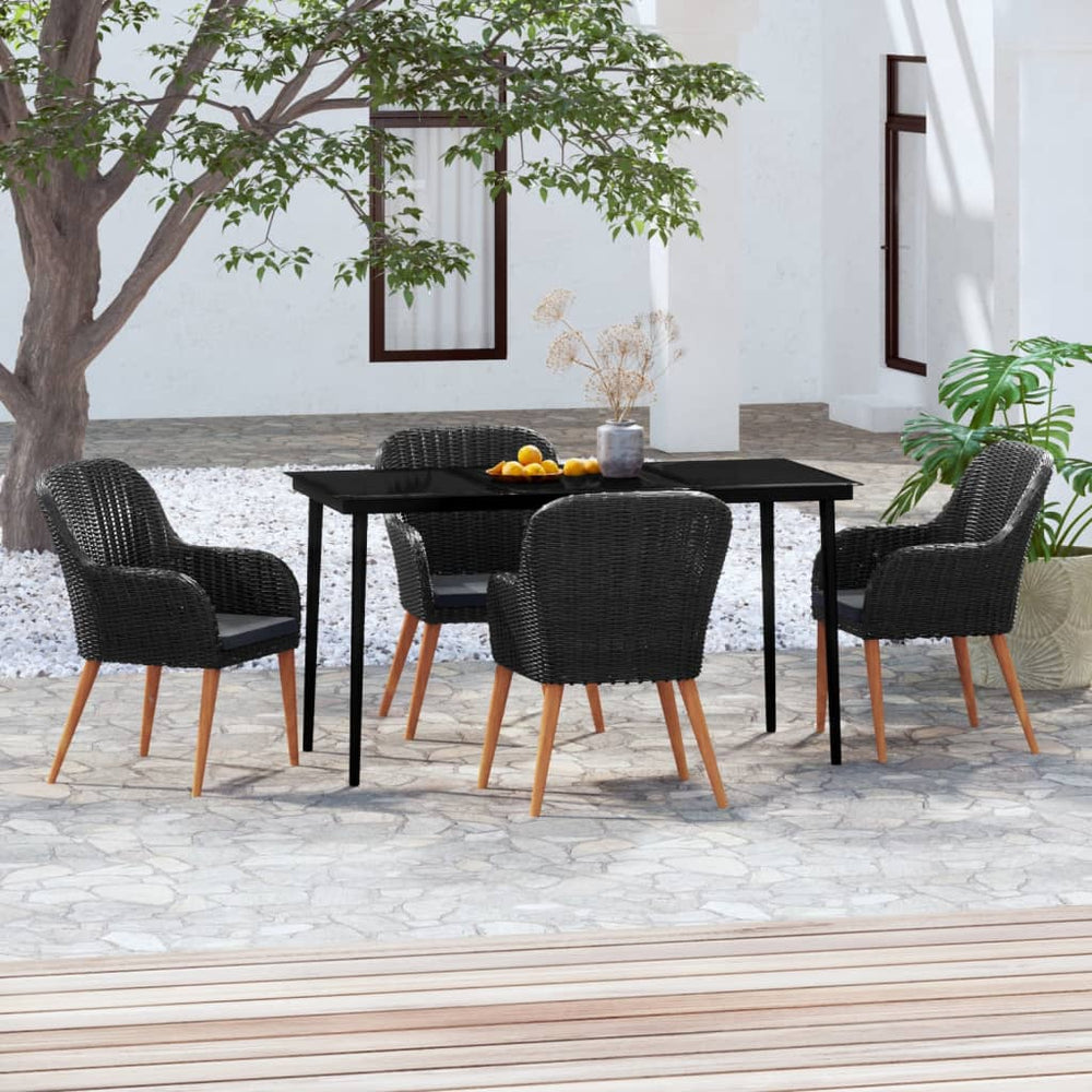 vidaXL Salon de jardin 5 pcs avec coussins Noir