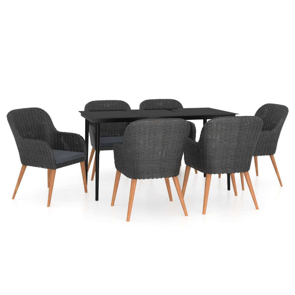 vidaXL Salle à manger de jardin 7 pcs. avec coussins Noir