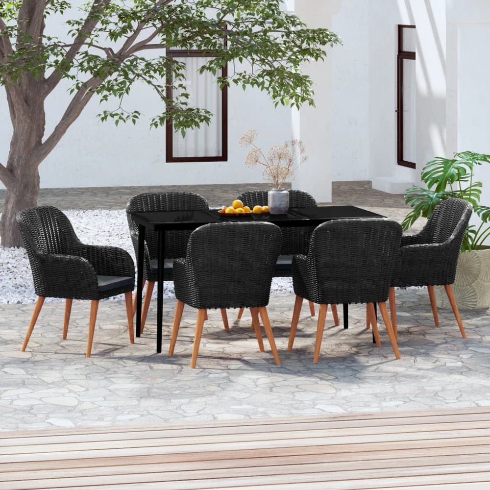 vidaXL Salle à manger de jardin 7 pcs. avec coussins Noir