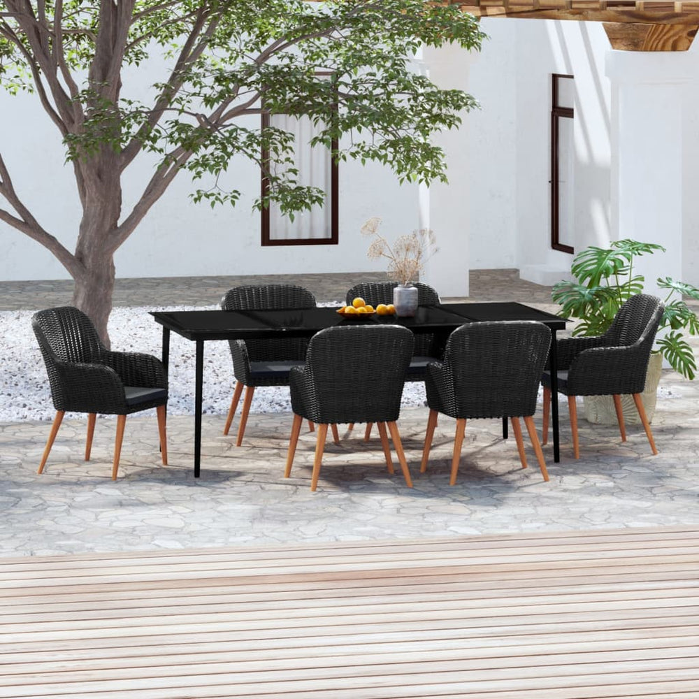 vidaXL Salle à manger de jardin 7 pcs. avec coussins Noir