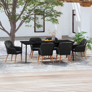 7-tlg. Garten-Essgruppe mit Kissen Schwarz