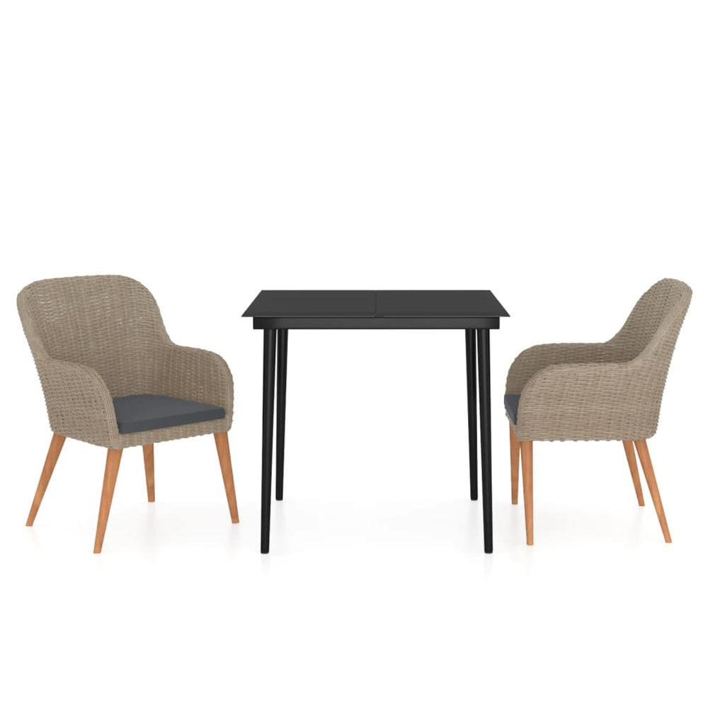 vidaXL Ensemble de salle à manger de jardin 3 pièces avec coussins Marron