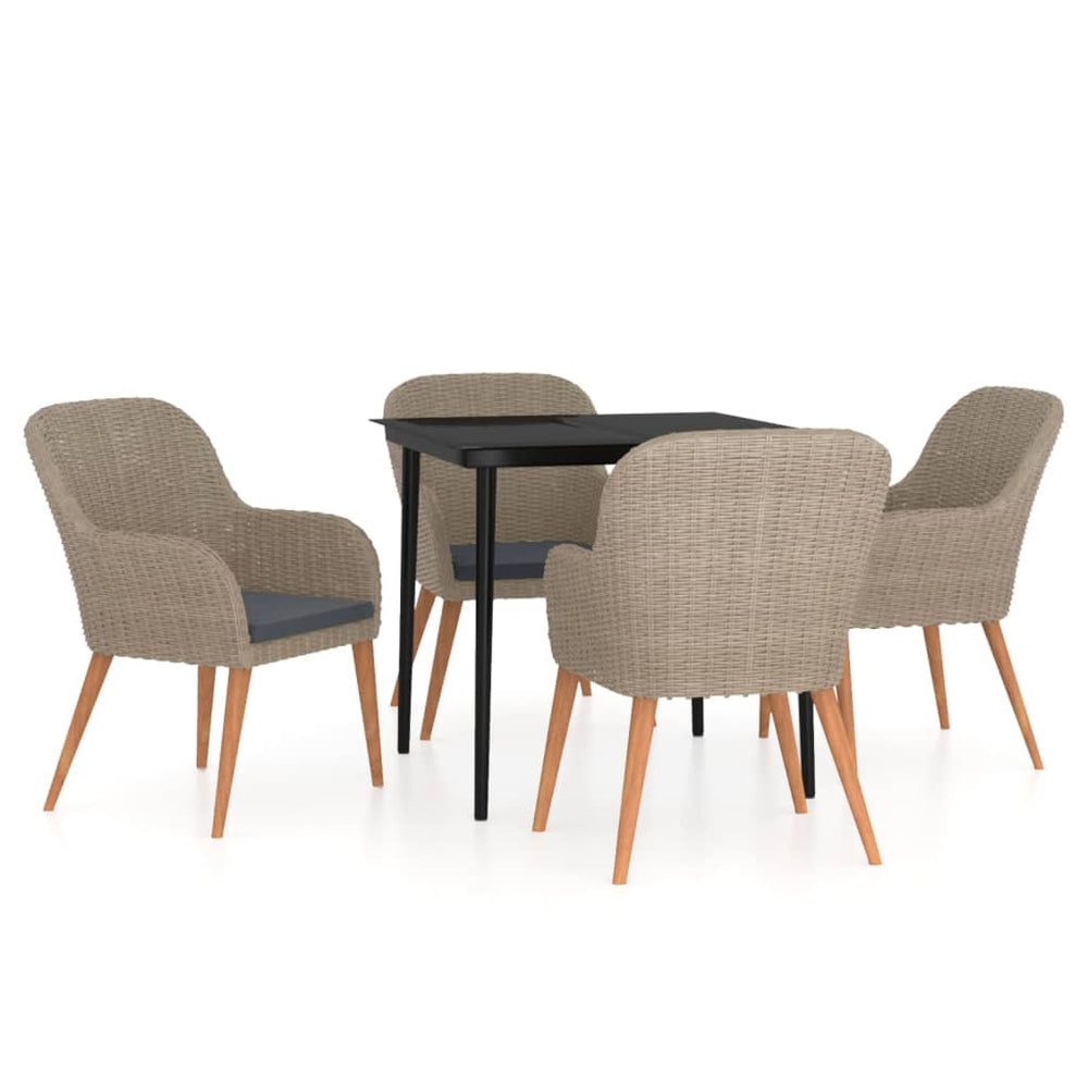 vidaXL Ensemble de salle à manger de jardin 5 pièces avec coussins Marron