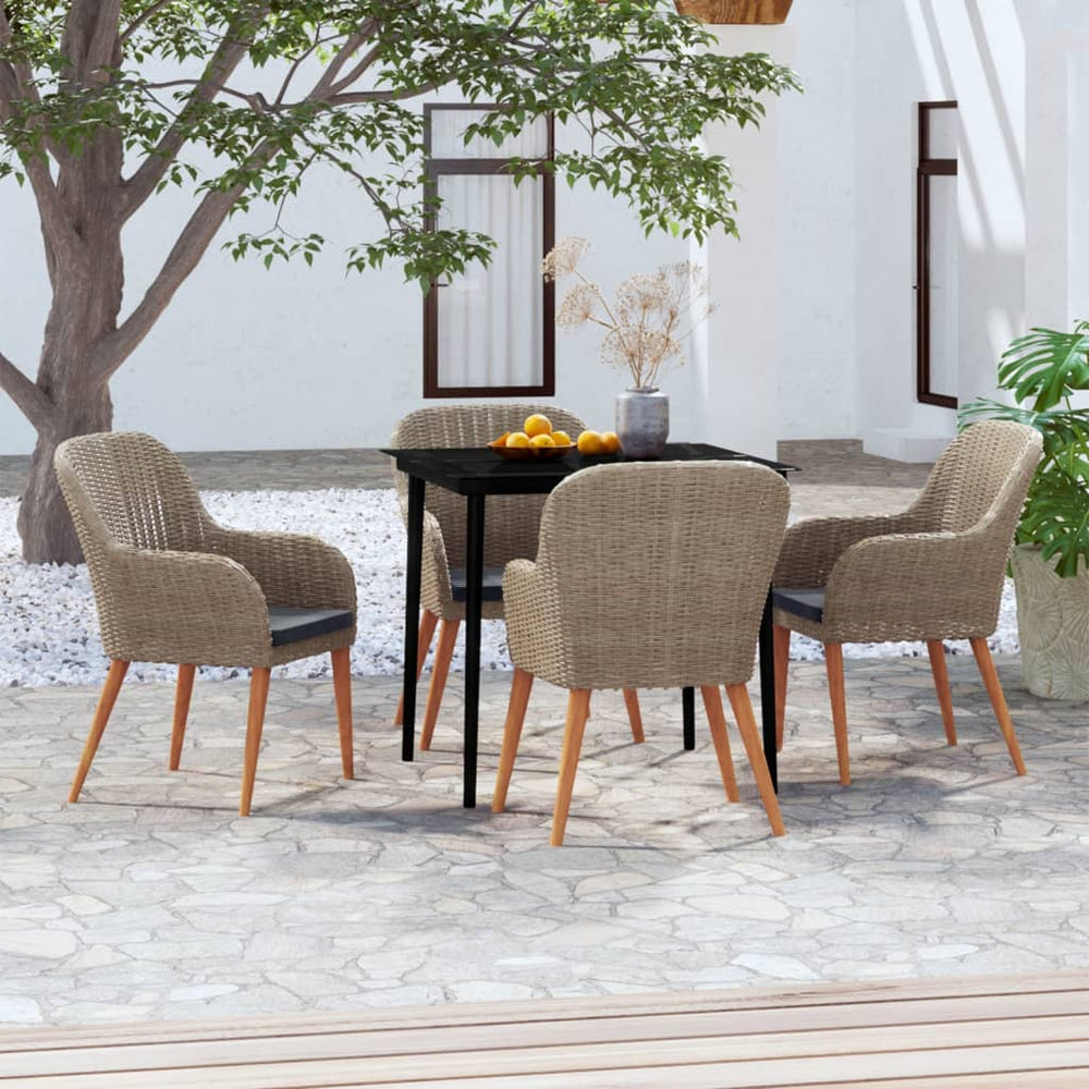 vidaXL Ensemble de salle à manger de jardin 5 pièces avec coussins Marron