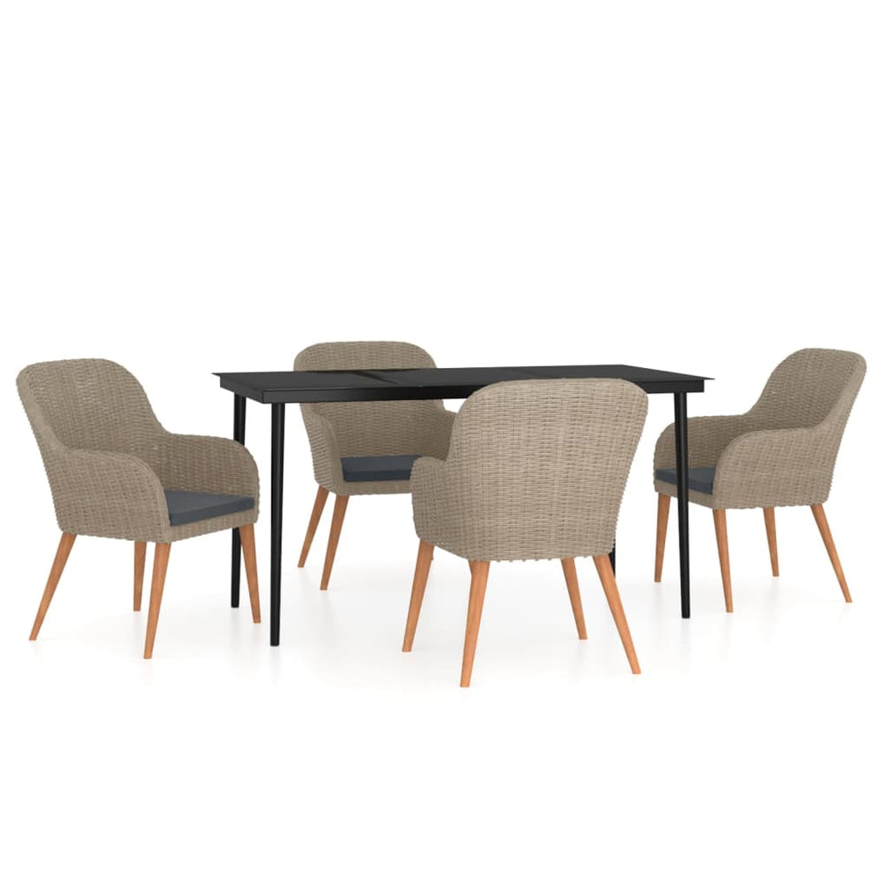 vidaXL Ensemble de salle à manger de jardin 5 pièces avec coussins Marron