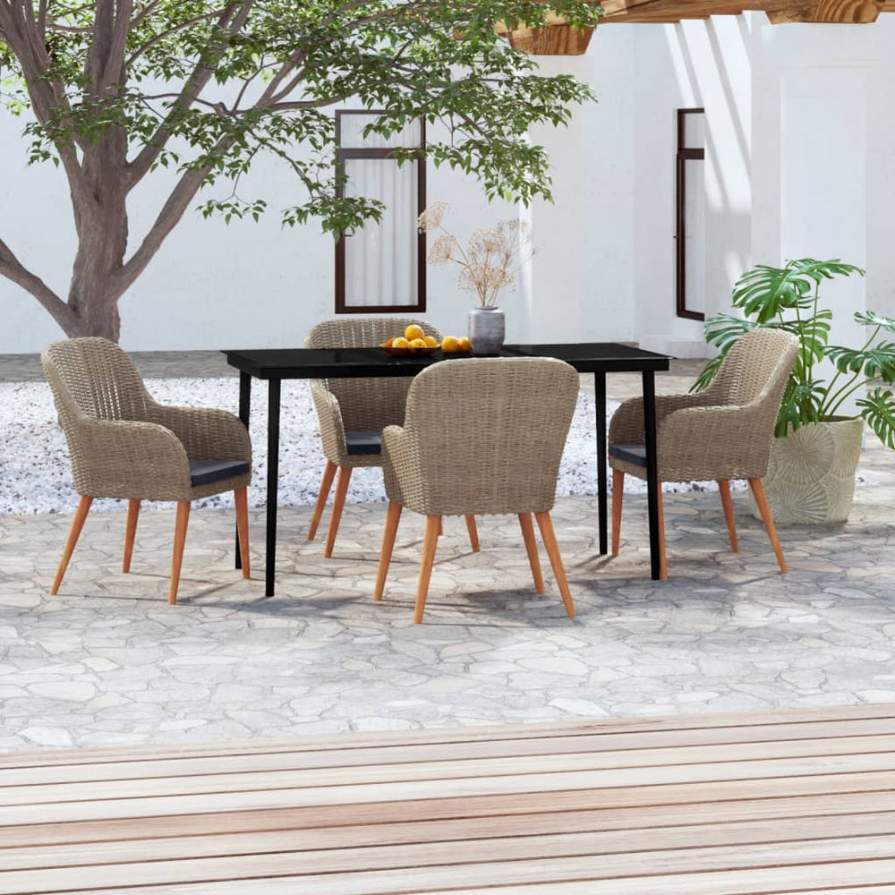 vidaXL Ensemble de salle à manger de jardin 5 pièces avec coussins Marron