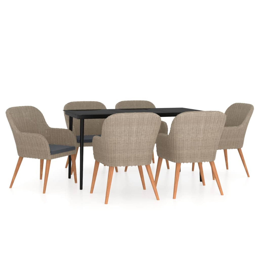 vidaXL Ensemble de salle à manger de jardin 7 pcs avec coussins Marron