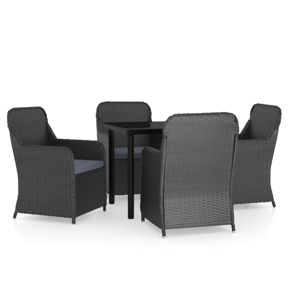 vidaXL Salon de jardin 5 pcs avec coussins Noir