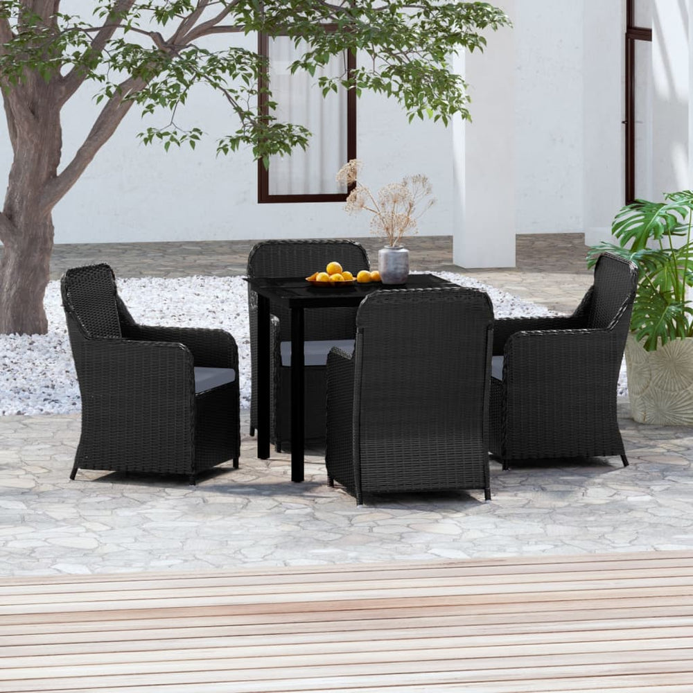 vidaXL Salon de jardin 5 pcs avec coussins Noir