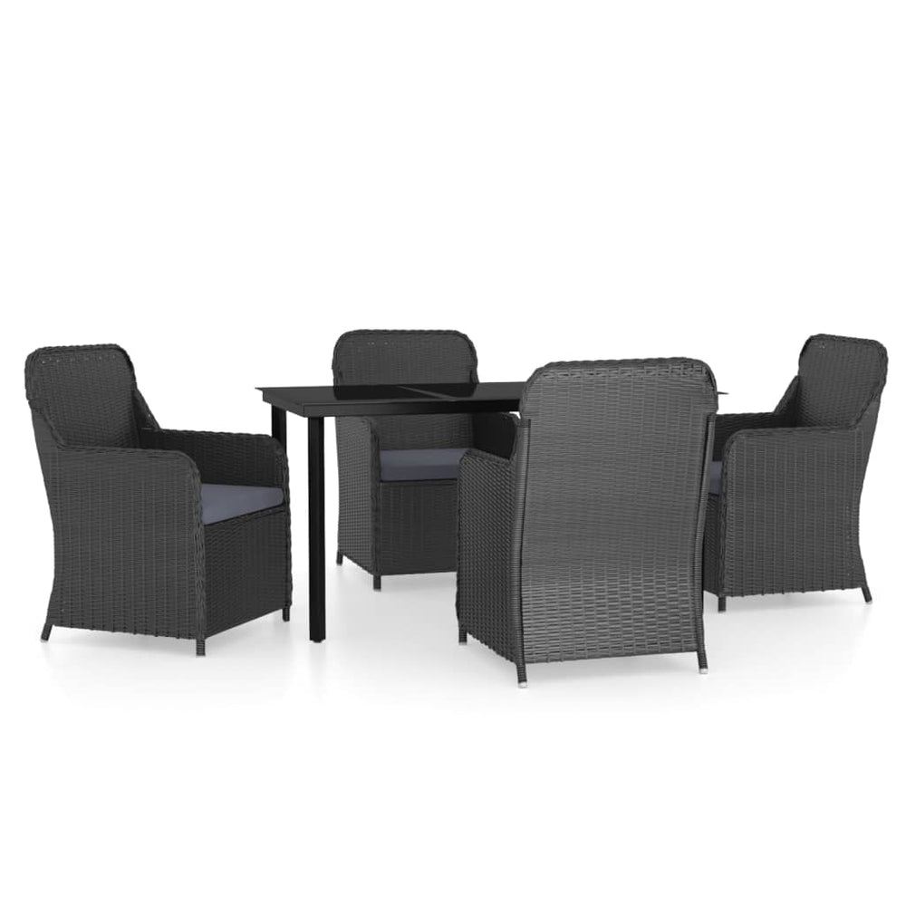 vidaXL Salon de jardin 5 pcs avec coussins Noir