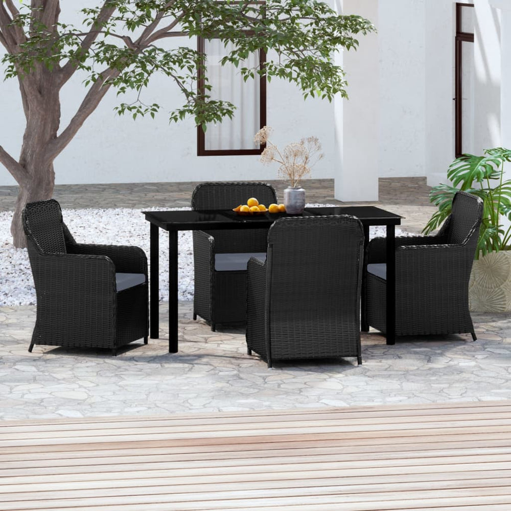 vidaXL Salon de jardin 5 pcs avec coussins Noir