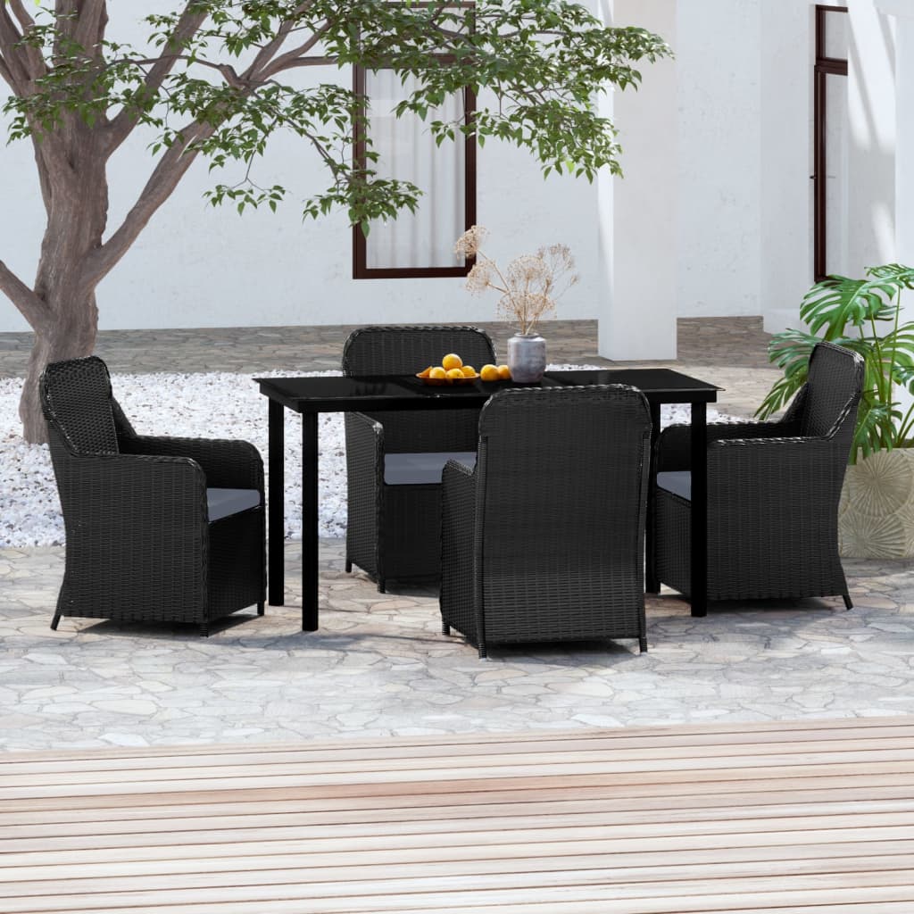 5-tlg. Garten-Essgruppe mit Kissen Schwarz