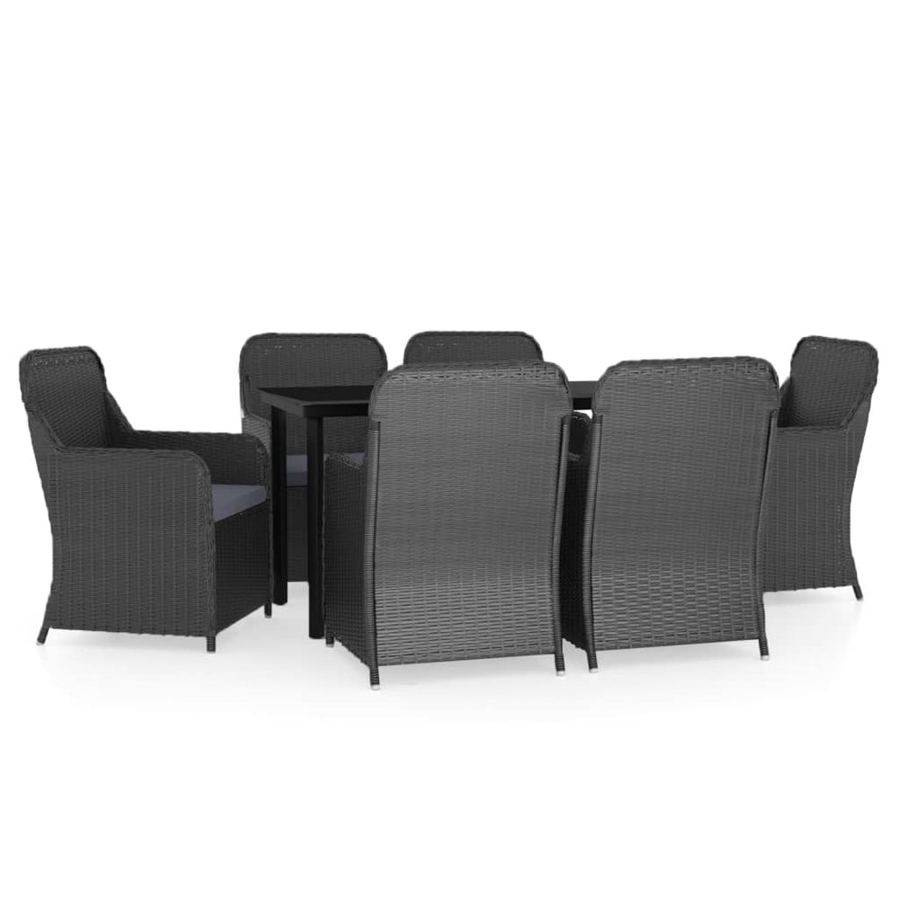 vidaXL Salle à manger de jardin 7 pcs. avec coussins Noir