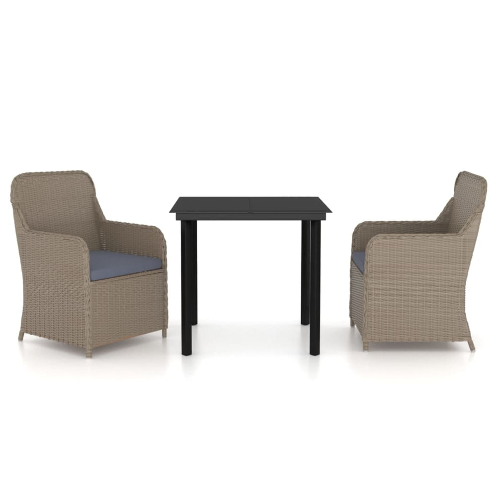 vidaXL Ensemble de salle à manger de jardin 3 pièces avec coussins Marron