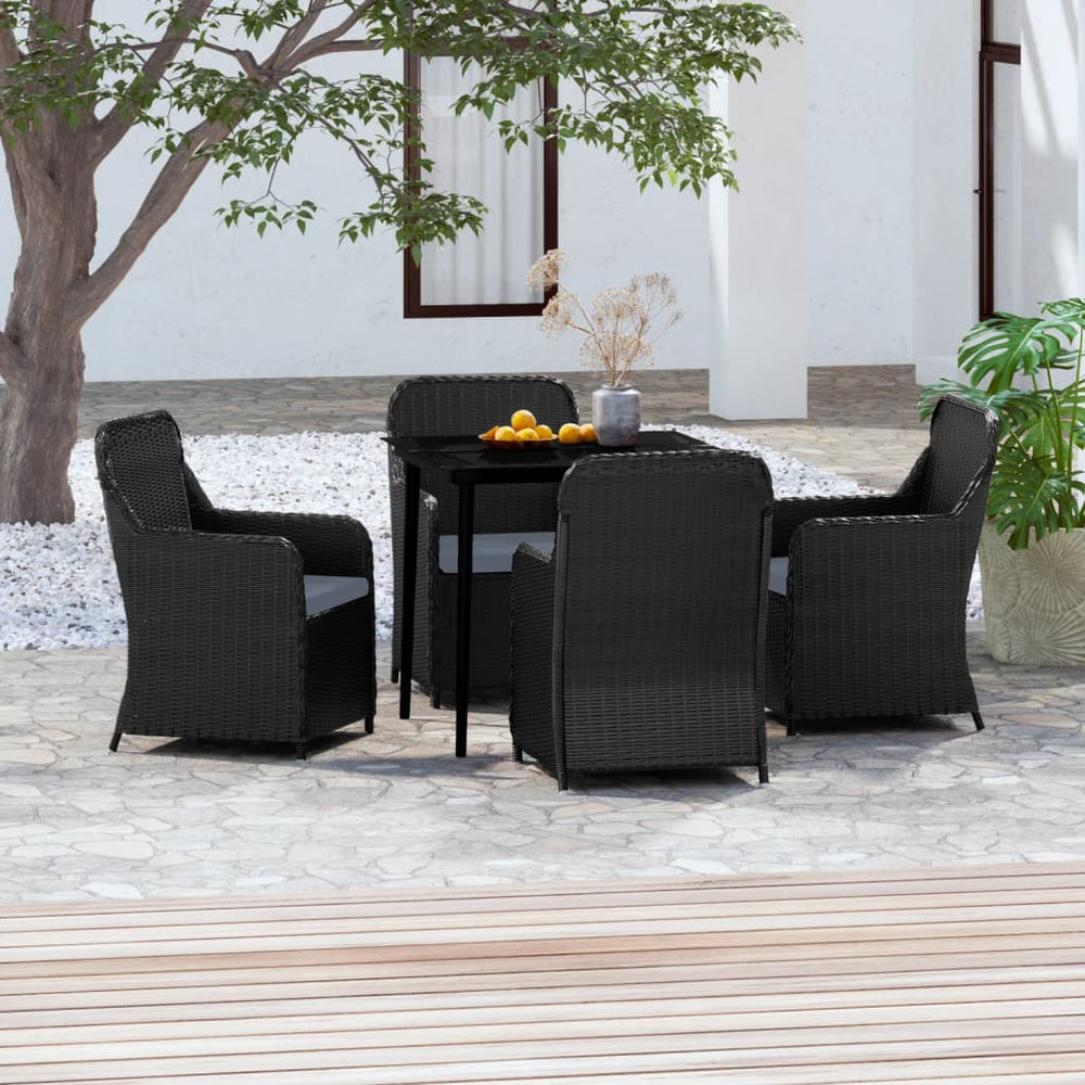 vidaXL Salon de jardin 5 pcs avec coussins Noir