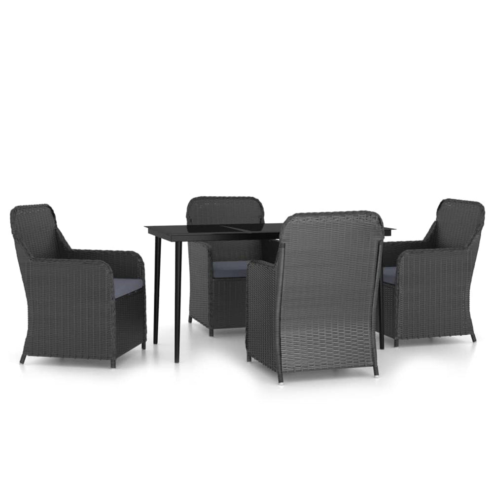 vidaXL Salon de jardin 5 pcs avec coussins Noir
