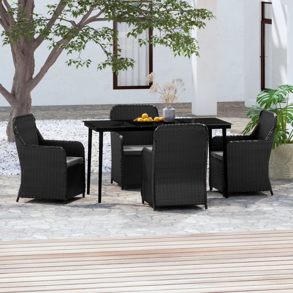 vidaXL Salon de jardin 5 pcs avec coussins Noir