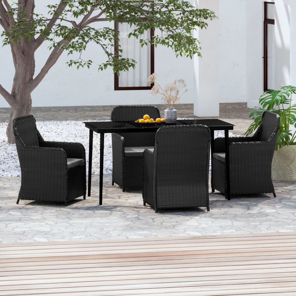 5-tlg. Garten-Essgruppe mit Kissen Schwarz