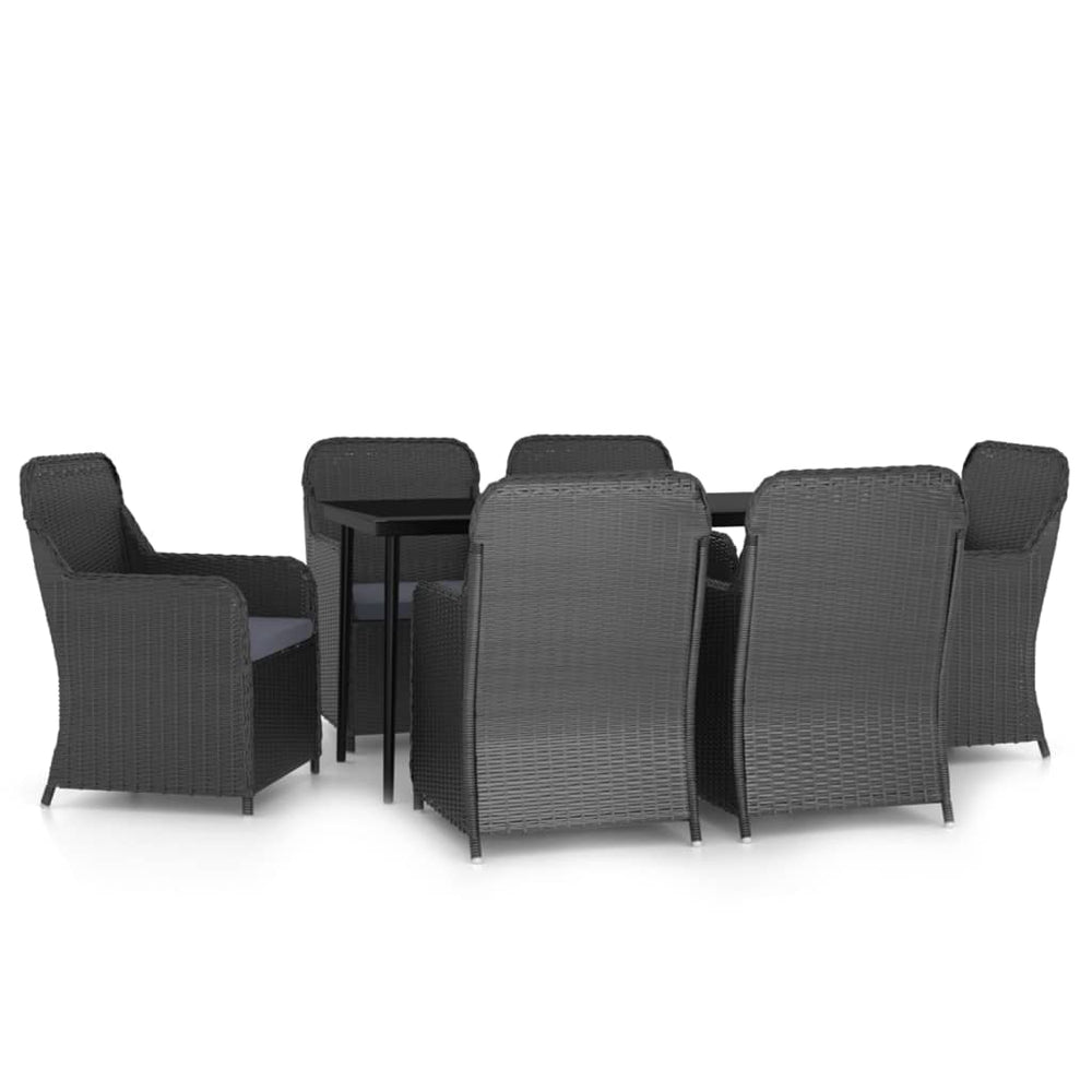 vidaXL Salle à manger de jardin 7 pcs. avec coussins Noir