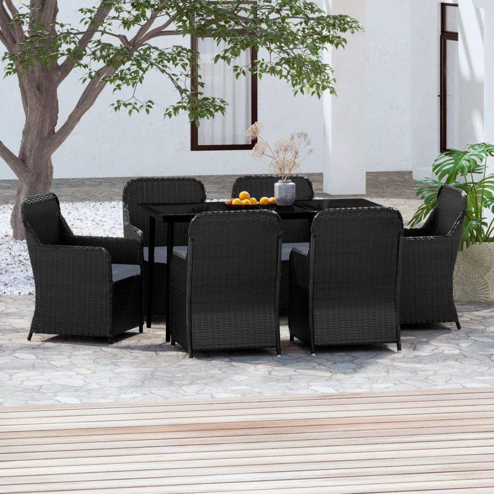 vidaXL Salle à manger de jardin 7 pcs. avec coussins Noir