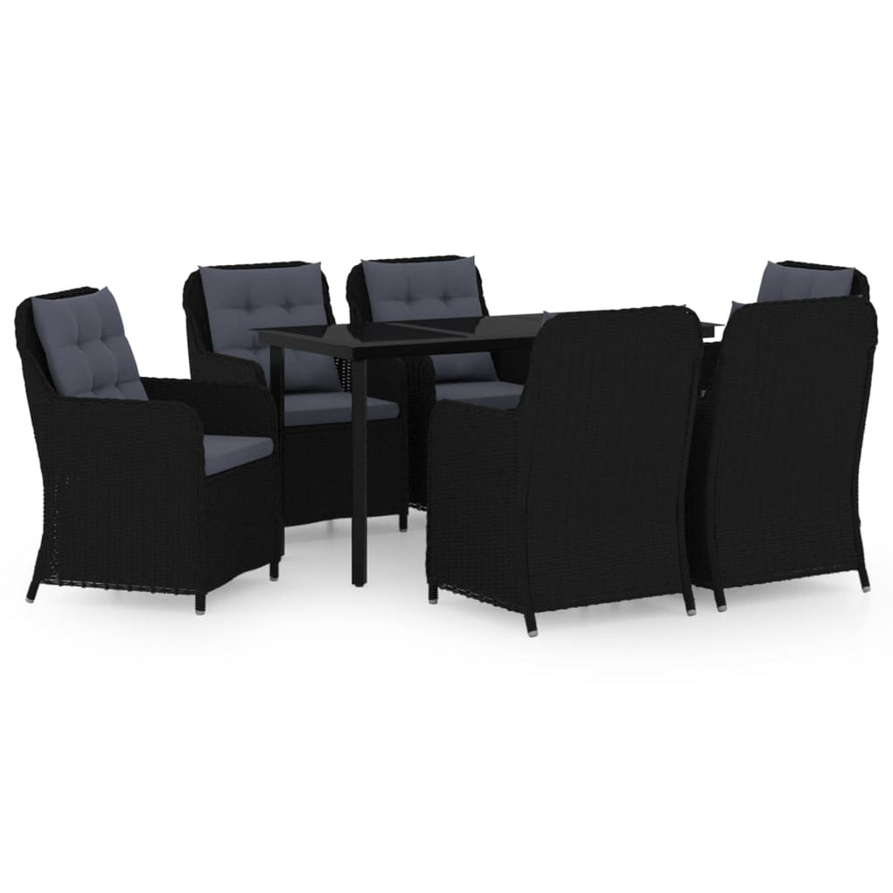 vidaXL Ensemble de salle à manger de jardin 7 pcs Noir