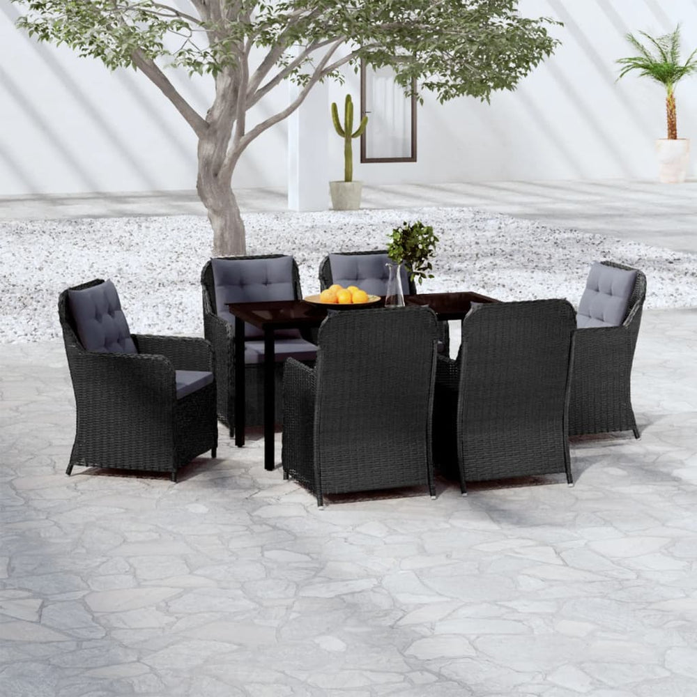 vidaXL Ensemble de salle à manger de jardin 7 pcs Noir