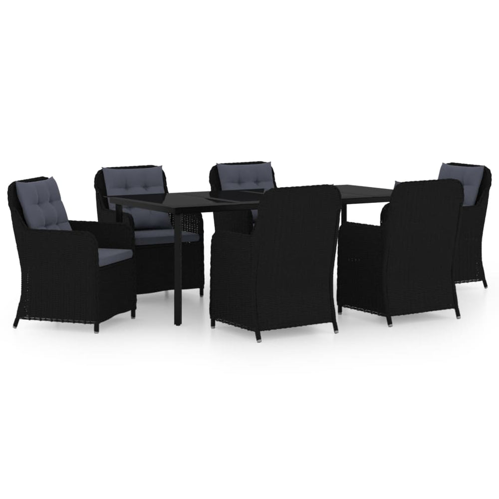 vidaXL Ensemble de salle à manger de jardin 7 pcs Noir